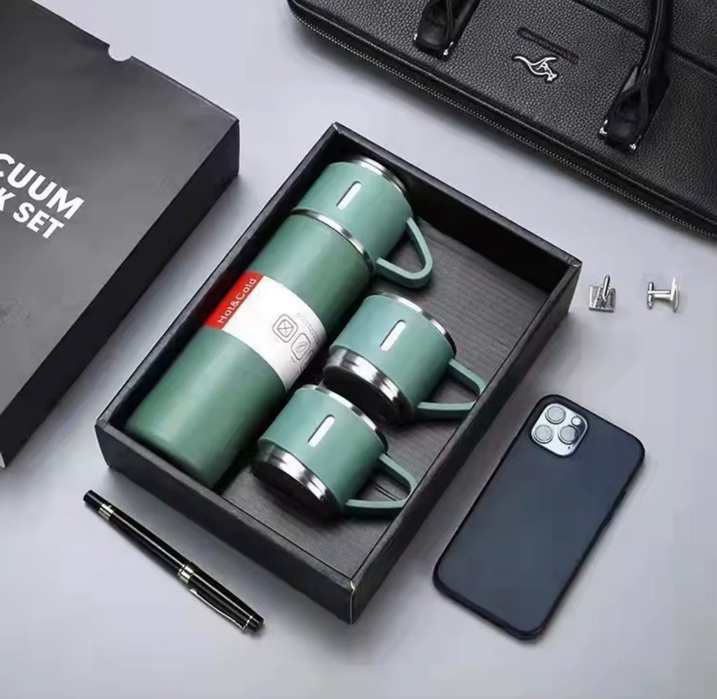 Set de Regalo Botella Térmica y Tazas 500 ml – Acero Inoxidable 304, Resistente a la Corrosión