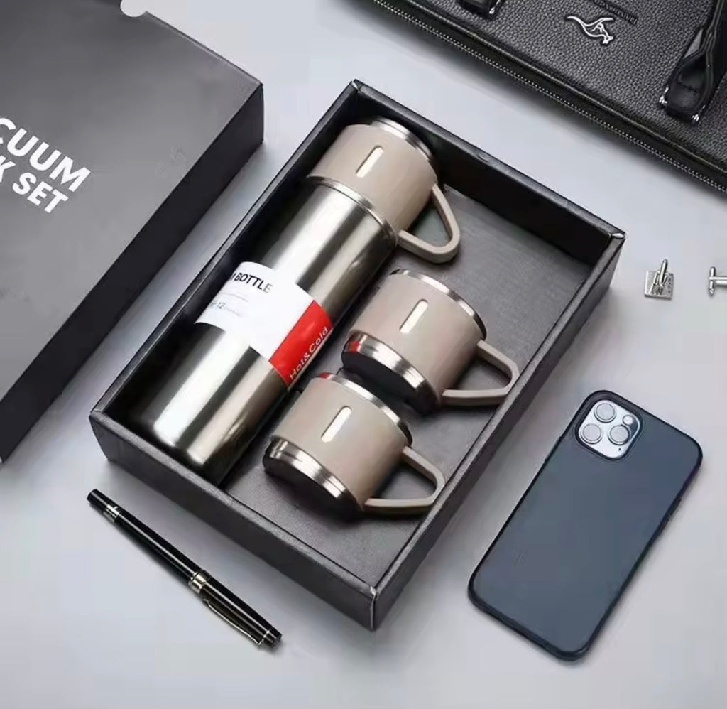 Set de Regalo Botella Térmica y Tazas 500 ml – Acero Inoxidable 304, Resistente a la Corrosión