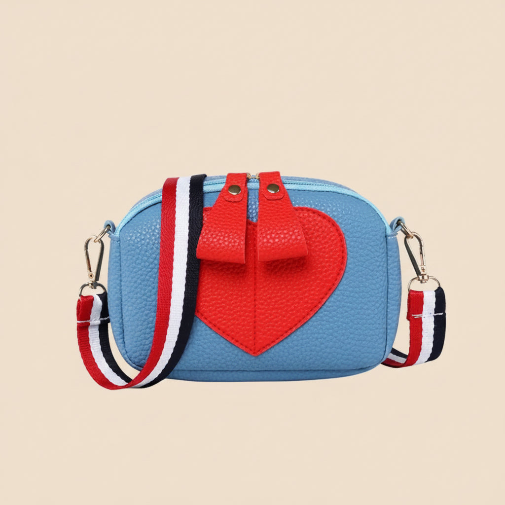 Sac à Bandoulière Cuir Souple Motif Cœur Rouge – Petit Sac Téléphone Portable et Mode Femme, Idéal Cadeau Saint-Valentin
