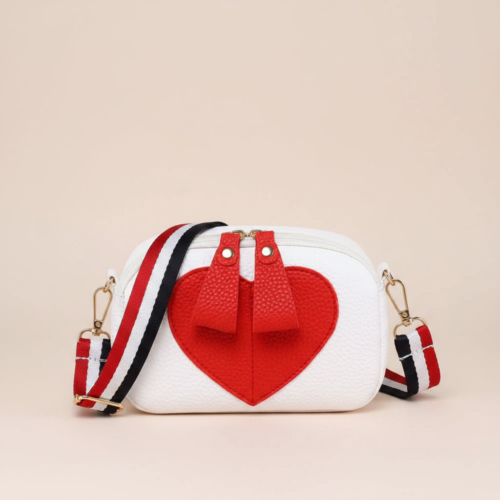 Red Heart Pattern Soft Leather Crossbody Bag – Small Cell Phone Bag and Women's Fashion, Ideal Valentine's Day Gift