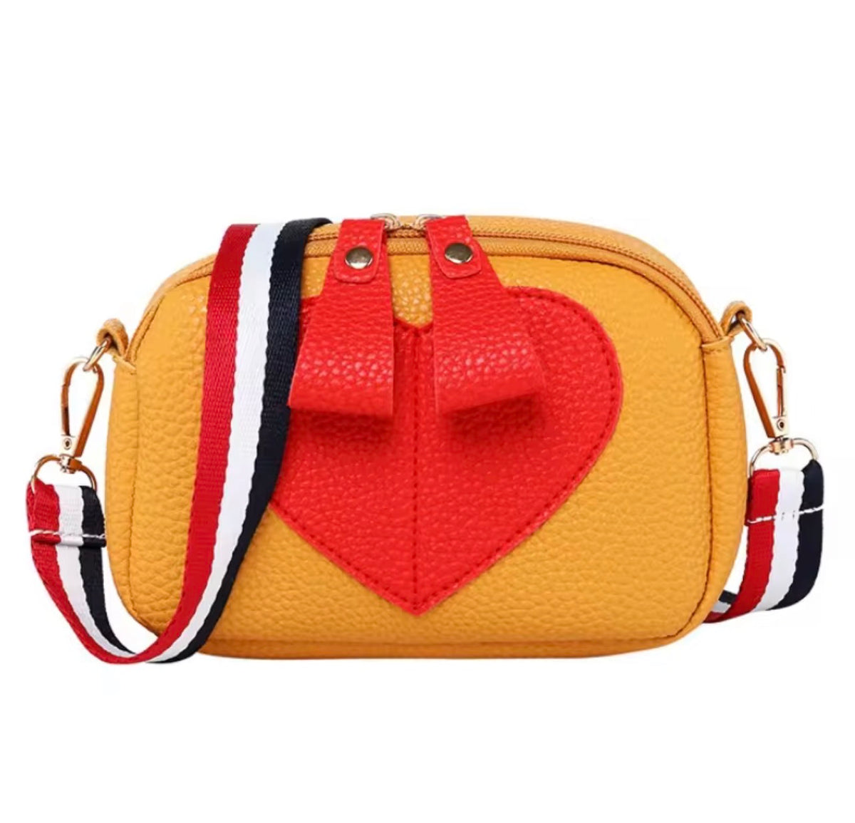 Sac à Bandoulière Cuir Souple Motif Cœur Rouge – Petit Sac Téléphone Portable et Mode Femme, Idéal Cadeau Saint-Valentin