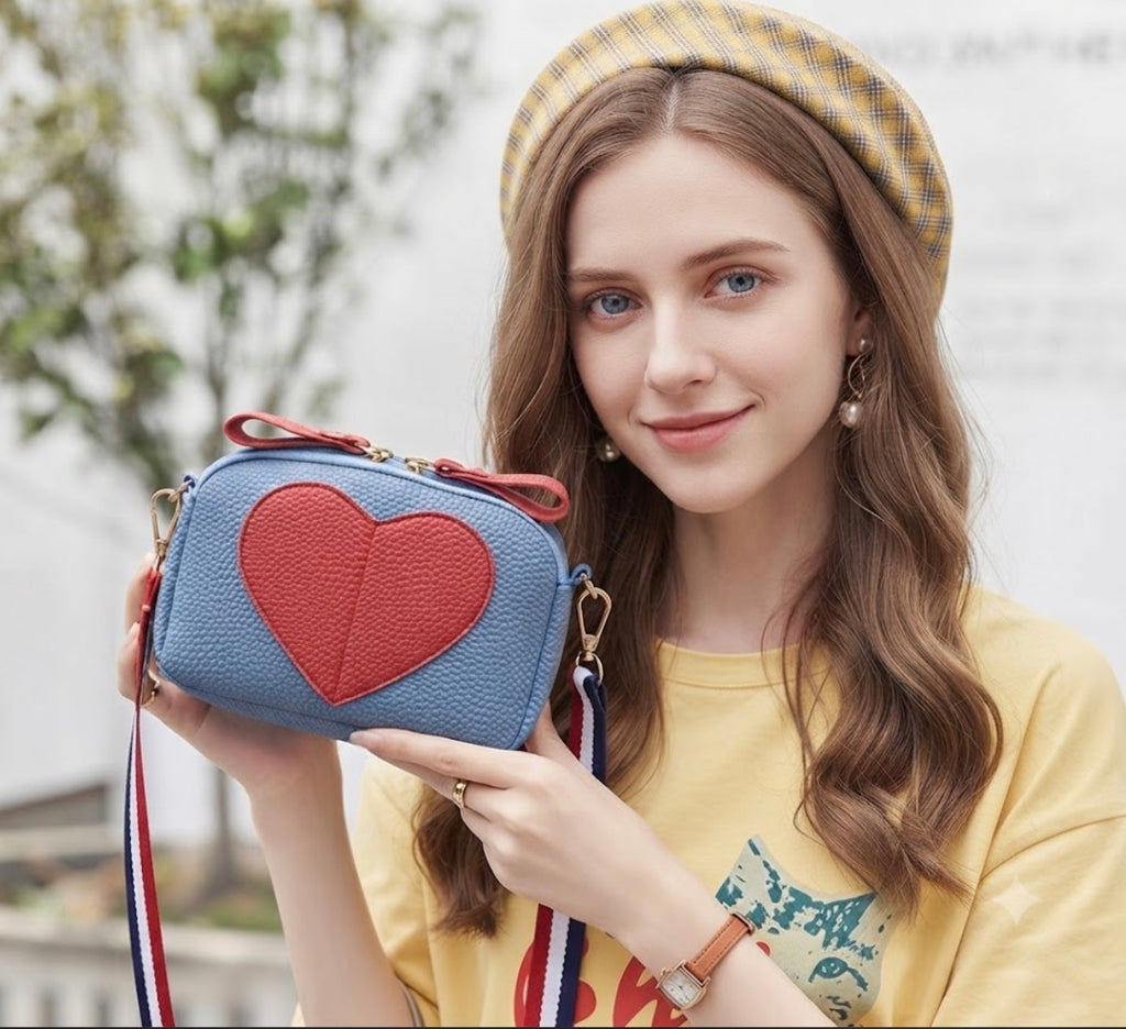 Bolso Bandolera Piel Suave con Diseño de Corazón Rojo – Bolso Pequeño para Teléfono Móvil y Moda Femenina, Regalo Ideal para San Valentín