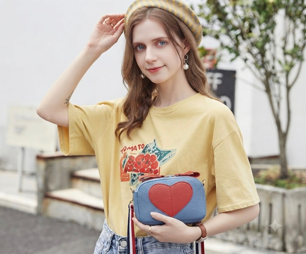 Bolso Bandolera Piel Suave con Diseño de Corazón Rojo – Bolso Pequeño para Teléfono Móvil y Moda Femenina, Regalo Ideal para San Valentín