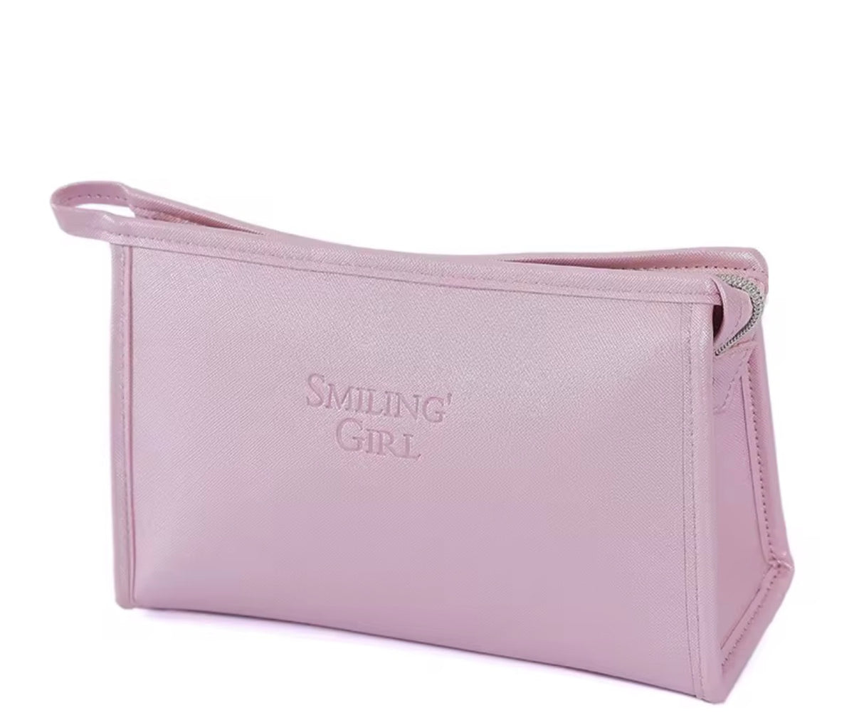 Neceser de Maquillaje "Smiling Girl" de Piel Sintética – Estuche Cosmético Moderno, Organizador de Viaje Elegante y Práctico