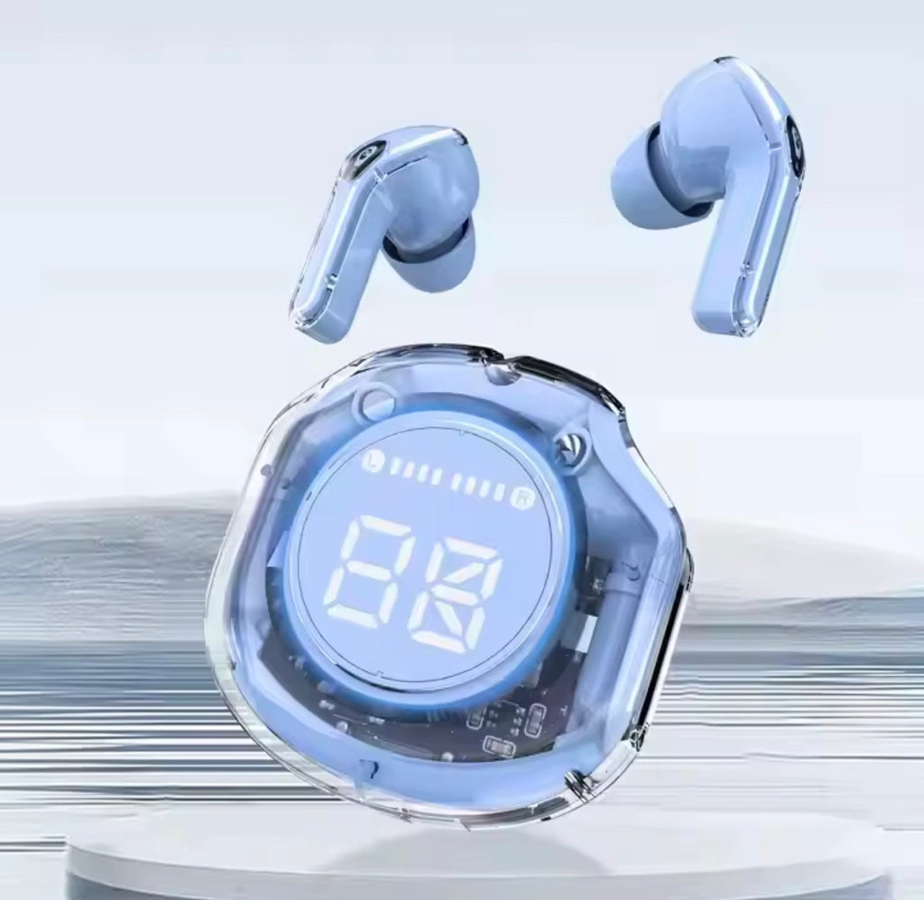 E45 Wireless Earbuds: Translucent Design, Immersive Sound & Smart LED Display