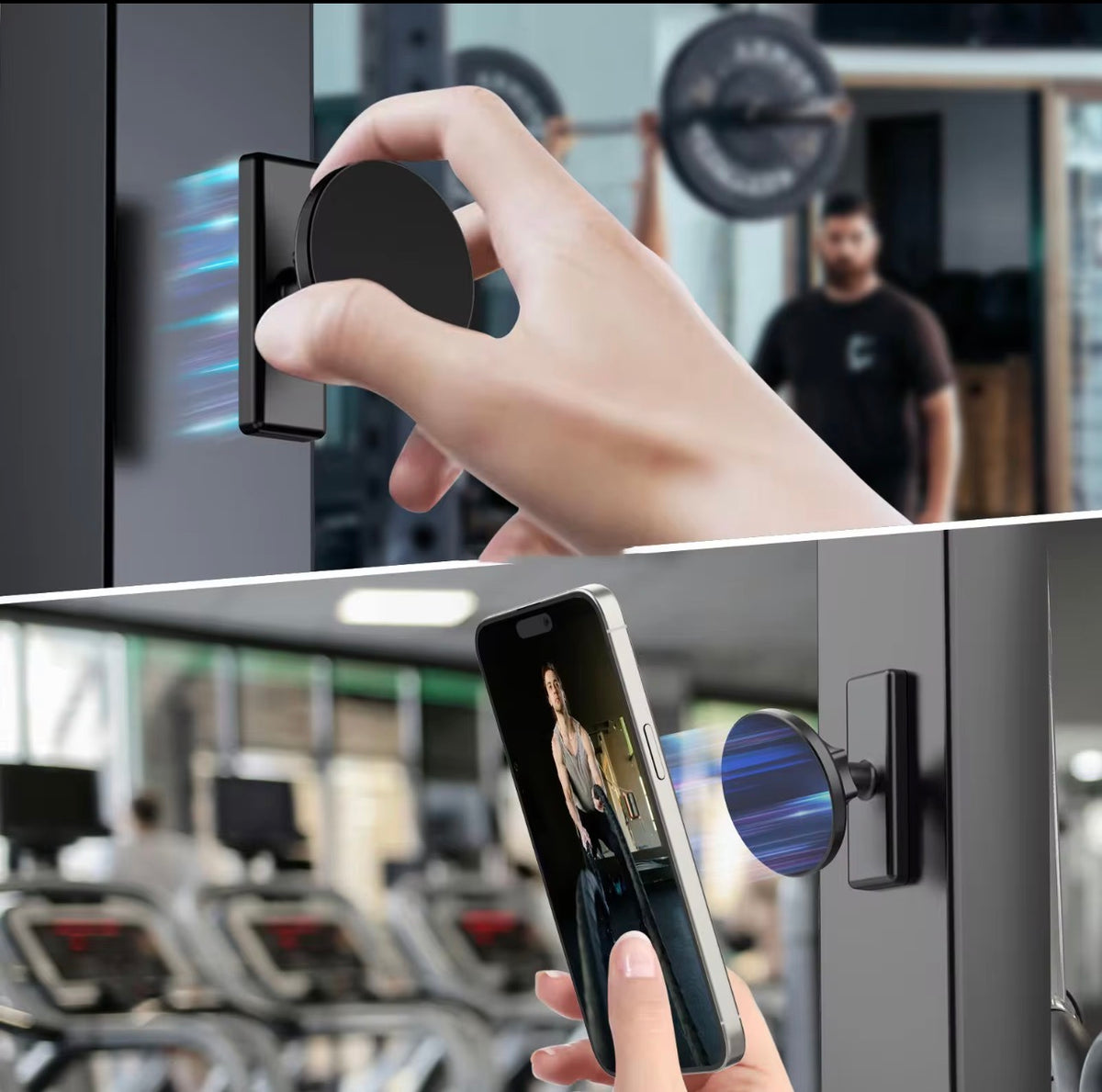 Soporte magnético universal para teléfono para gimnasio y actividades (N52, rotación 360°)