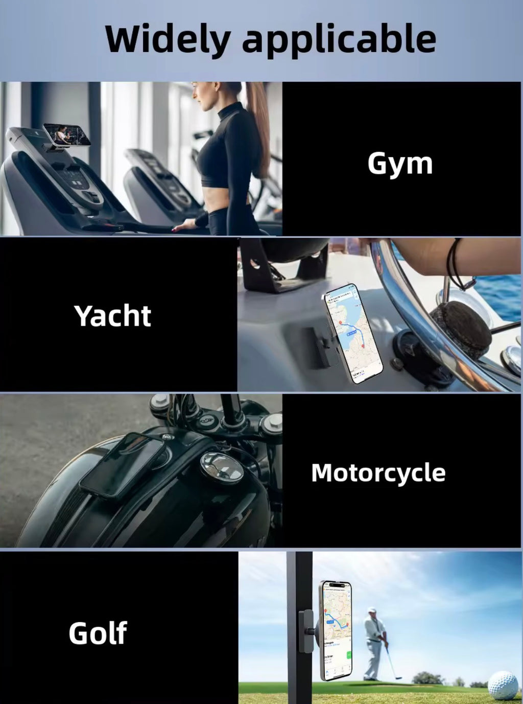 Soporte magnético universal para teléfono para gimnasio y actividades (N52, rotación 360°)