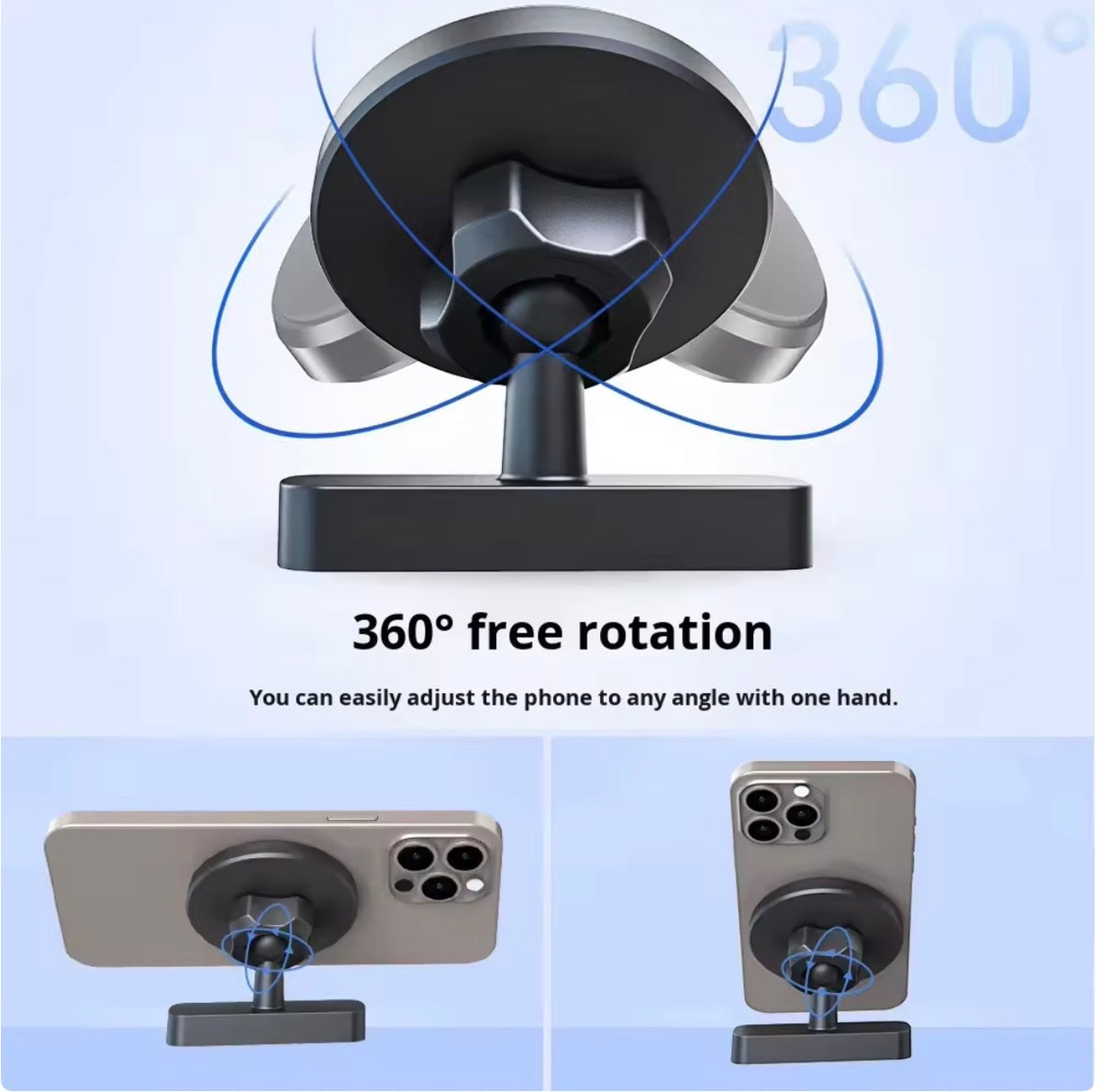 Soporte magnético universal para teléfono para gimnasio y actividades (N52, rotación 360°)