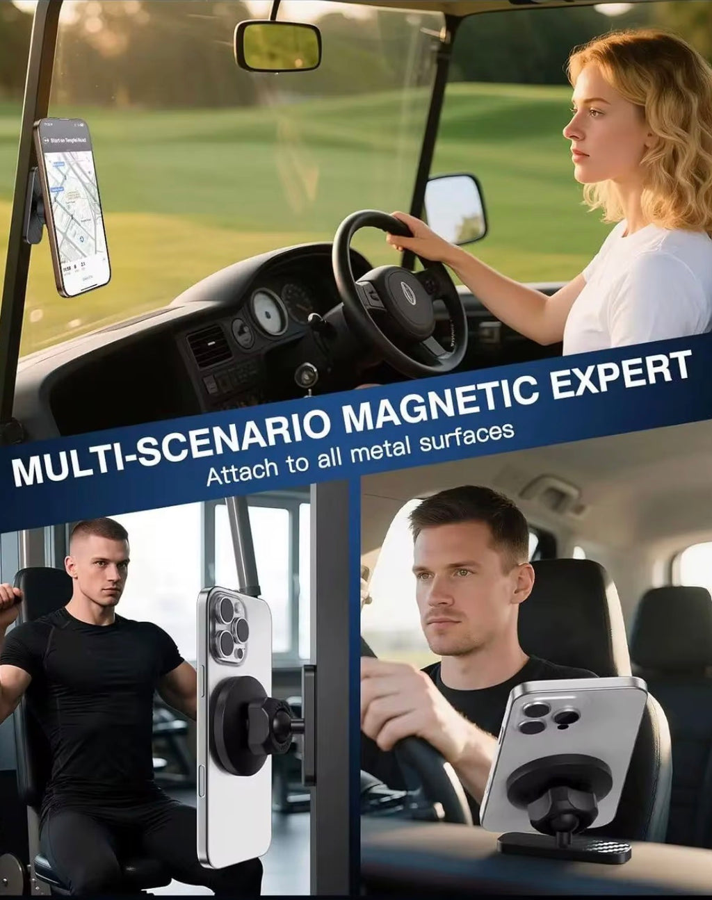 Soporte magnético universal para teléfono para gimnasio y actividades (N52, rotación 360°)