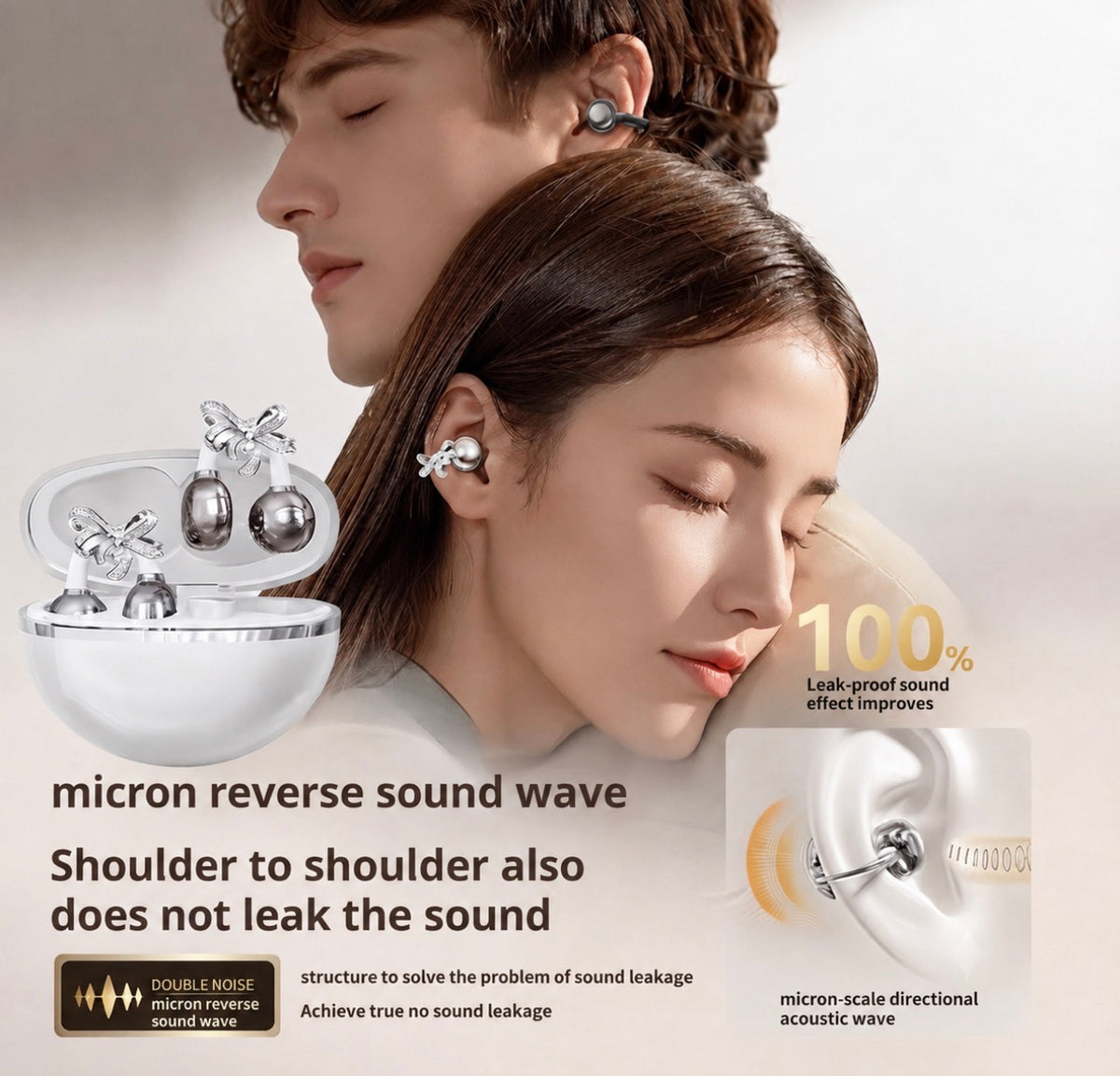 Auriculares Bluetooth 6.0 Open Ear Clip – Sonido envolvente Hi-Fi, 38 horas de autonomía, diseño ergonómico e inteligente con asistente de IA
