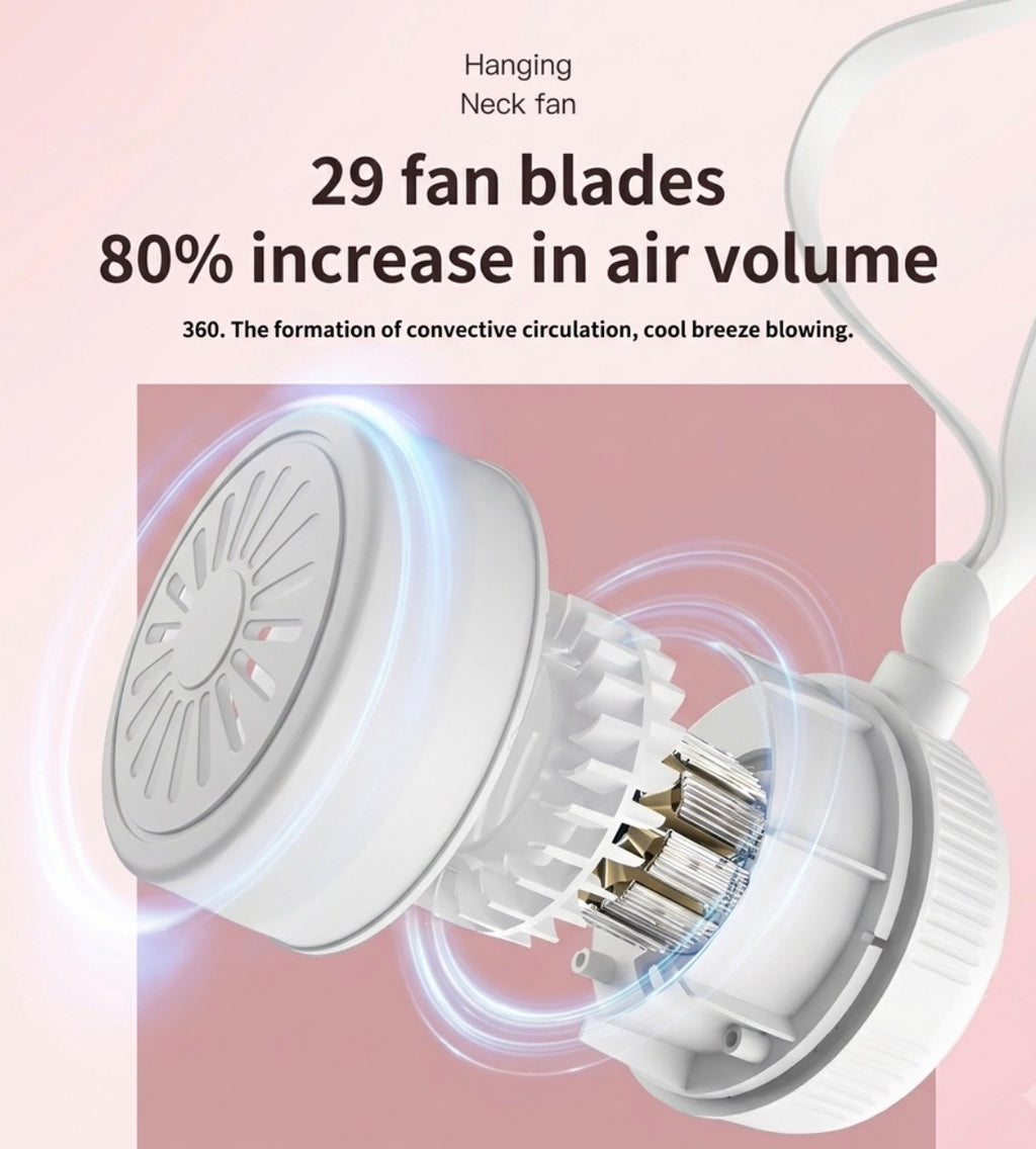 Mini Ventilateur de Cou Portatif Sans Pales – Rechargeable USB, Orientable 360°