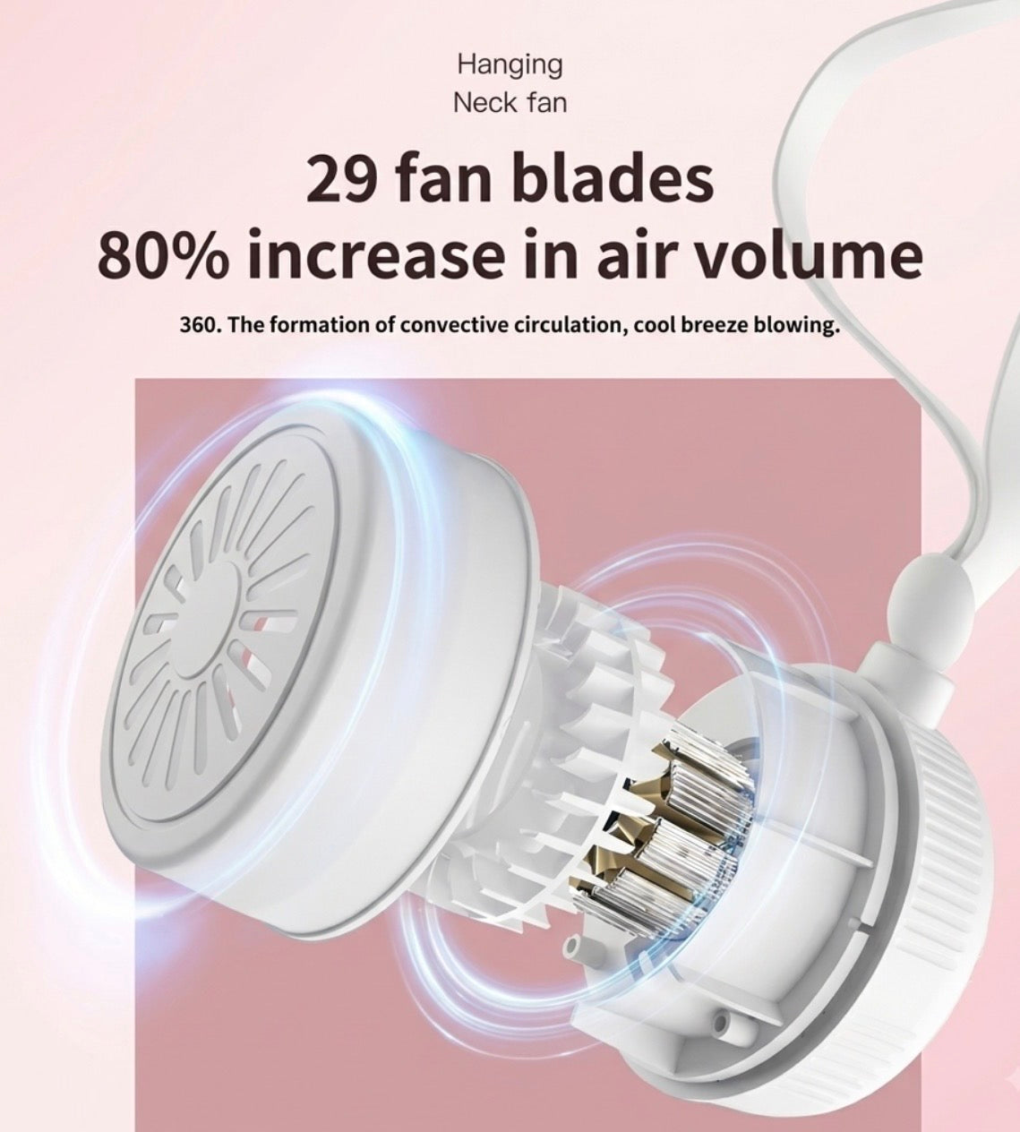Mini Ventilateur de Cou Portatif Sans Pales – Rechargeable USB, Orientable 360°