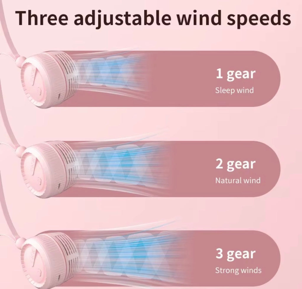 Mini Ventilateur de Cou Portatif Sans Pales – Rechargeable USB, Orientable 360°