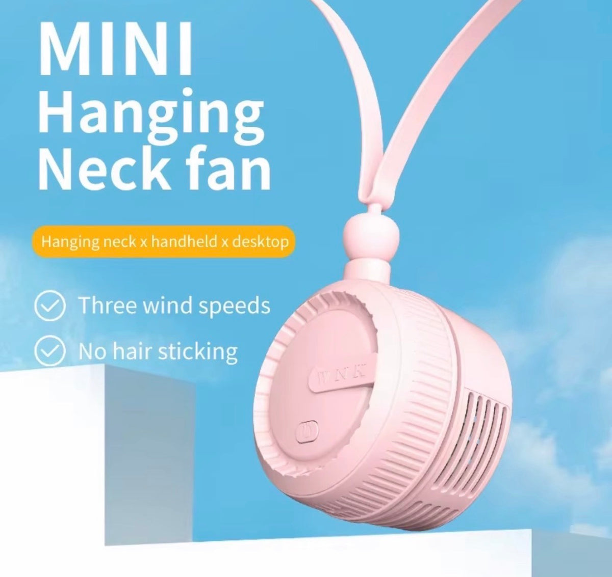 Mini Ventilateur de Cou Portatif Sans Pales – Rechargeable USB, Orientable 360°