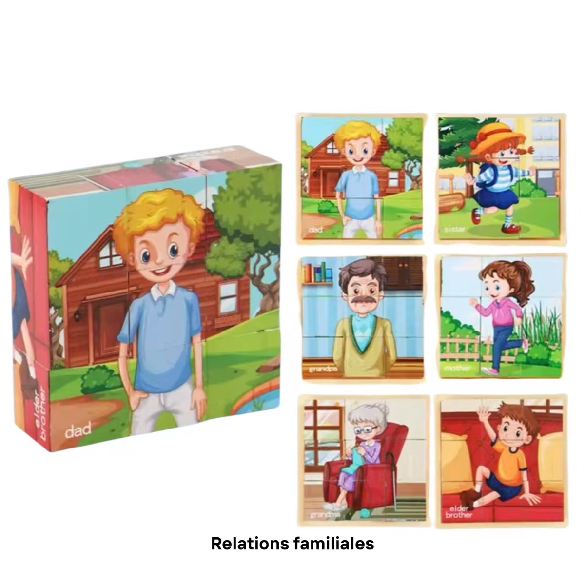 Puzzle Cubes 3D Éducatif – 6 Puzzles en 1 pour Enfants (9 Blocs)