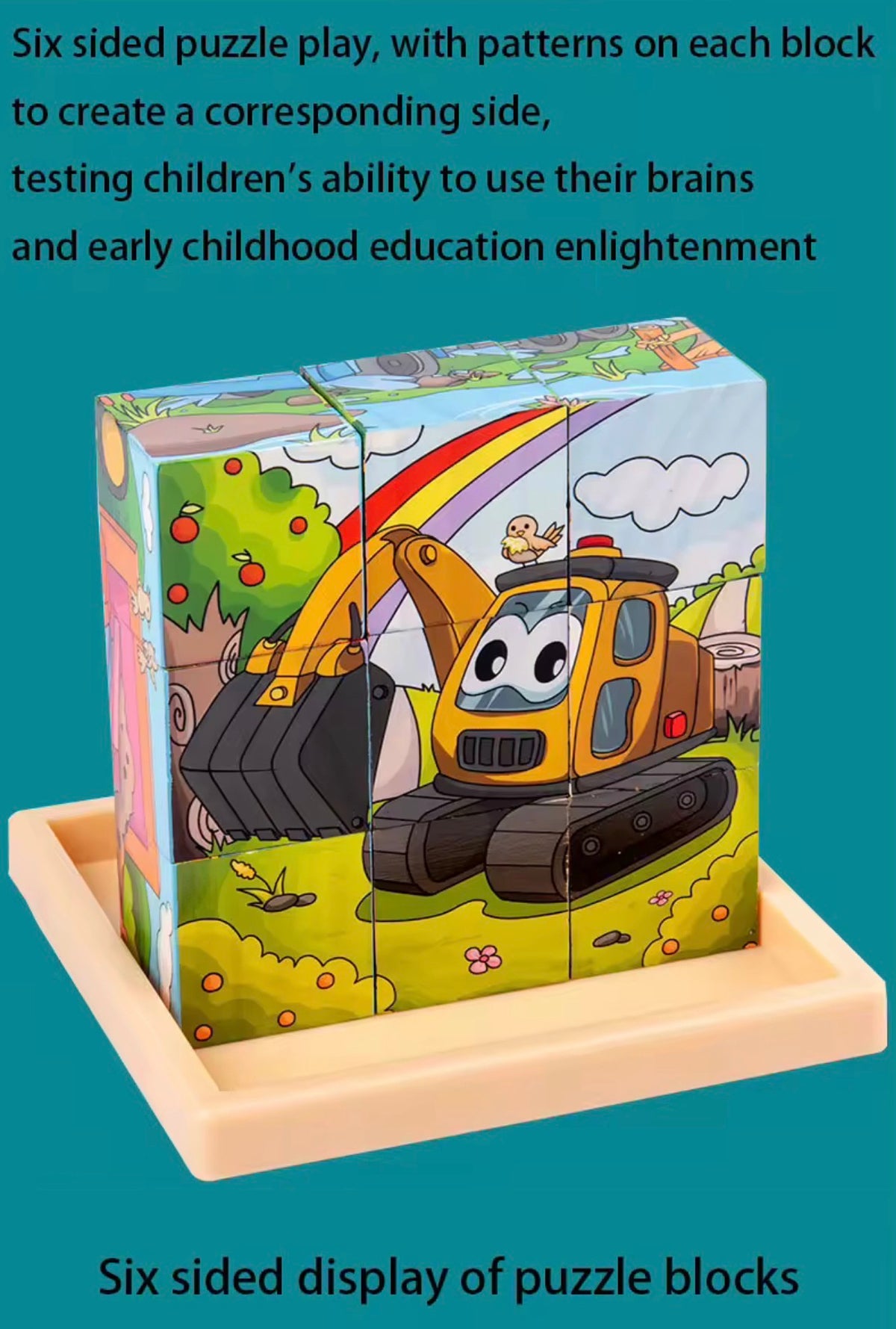 Puzzle Cubes 3D Éducatif – 6 Puzzles en 1 pour Enfants (9 Blocs)