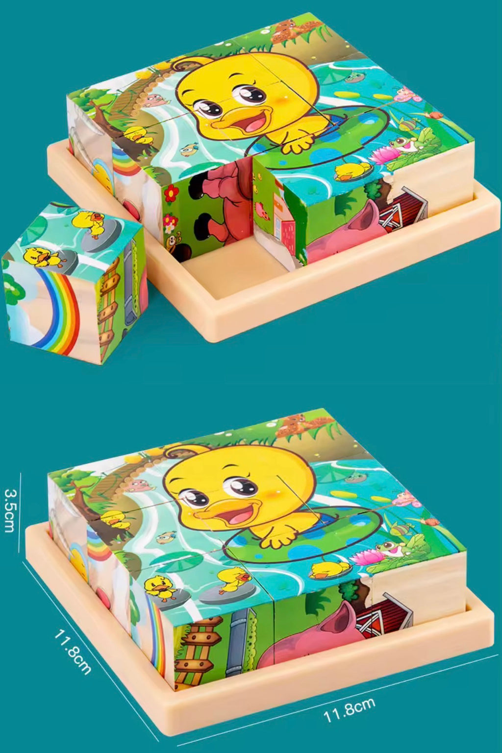 Puzzle Cubes 3D Éducatif – 6 Puzzles en 1 pour Enfants (9 Blocs)