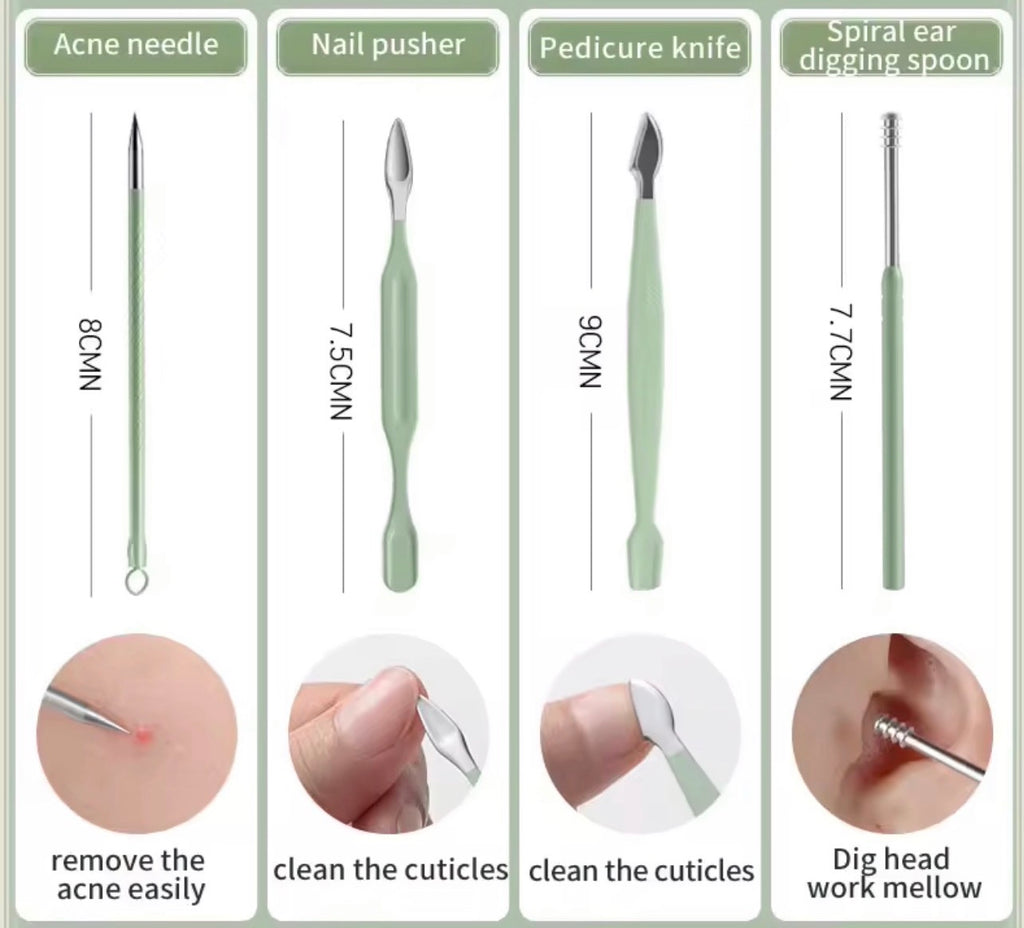 Kit de Manucure et Pédicure Professionnel 18 en 1 — Trousse de Soin Complète en Acier Inoxydable avec Étui Rigide