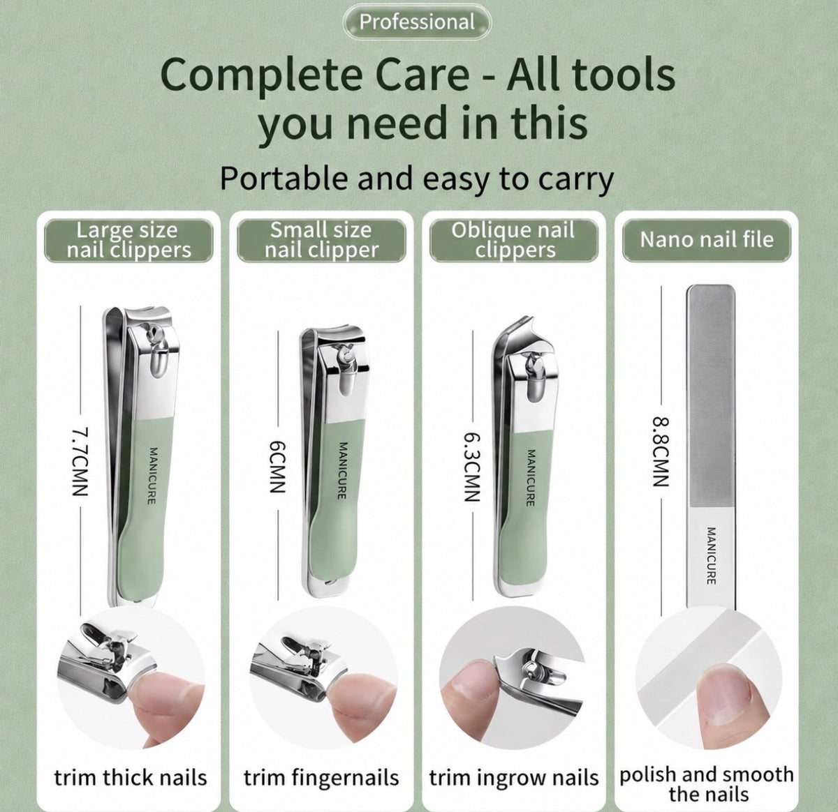 Kit de Manucure et Pédicure Professionnel 18 en 1 — Trousse de Soin Complète en Acier Inoxydable avec Étui Rigide