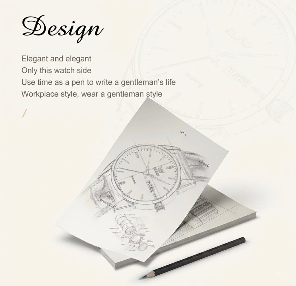 Reloj de cuarzo Olevs Premium para hombre – Esfera analógica con fecha y día, resistente al agua 3 ATM | Correa de cuero genuino y diseño de negocios clásico
