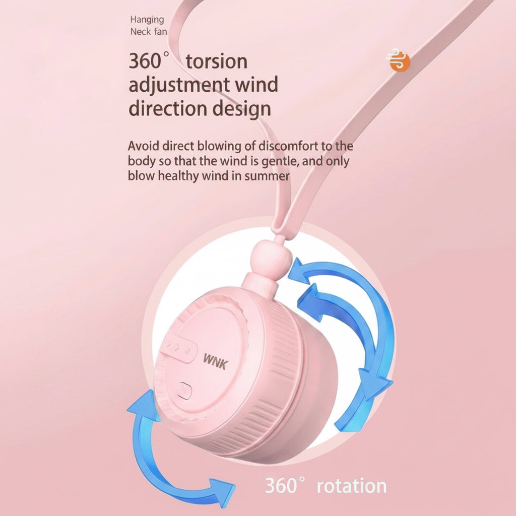 Mini Ventilateur de Cou Portatif Sans Pales – Rechargeable USB, Orientable 360°