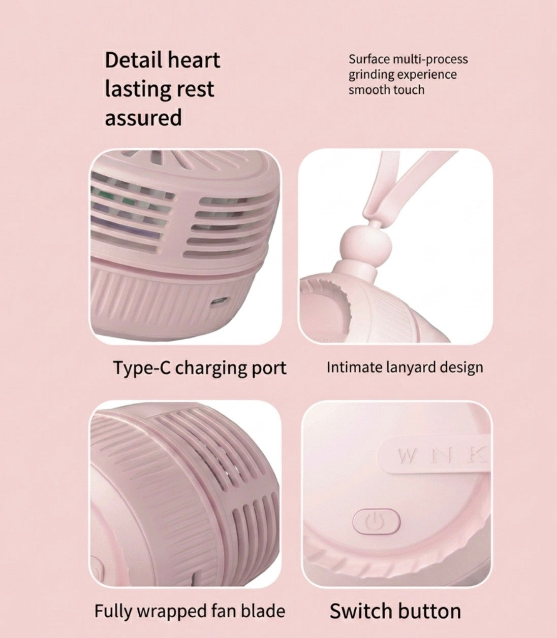 Mini Ventilateur de Cou Portatif Sans Pales – Rechargeable USB, Orientable 360°