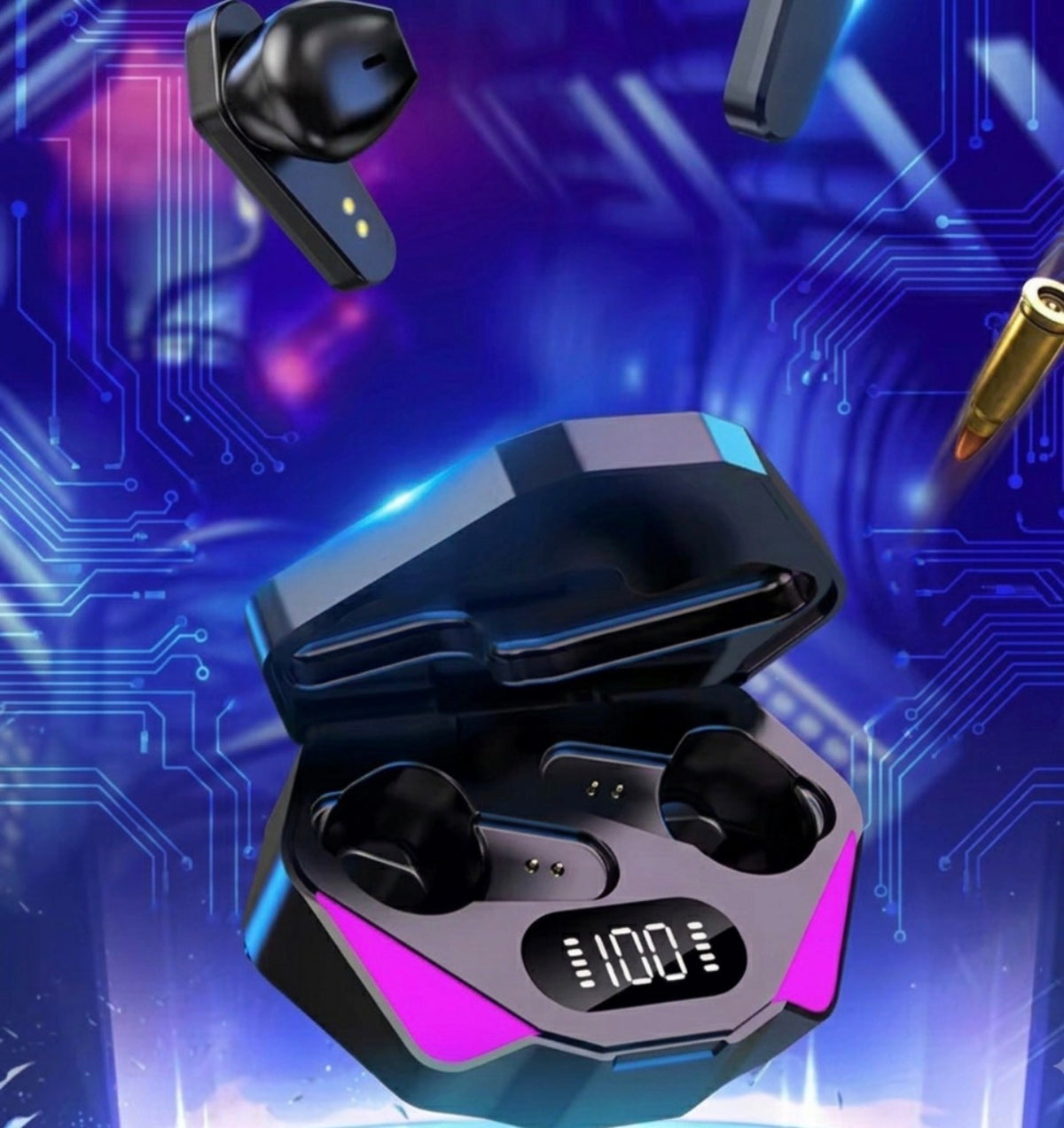 Écouteurs Sans Fil TWS X15 - Bluetooth, Mode Gaming Faible Latence & Boîtier à Affichage LED