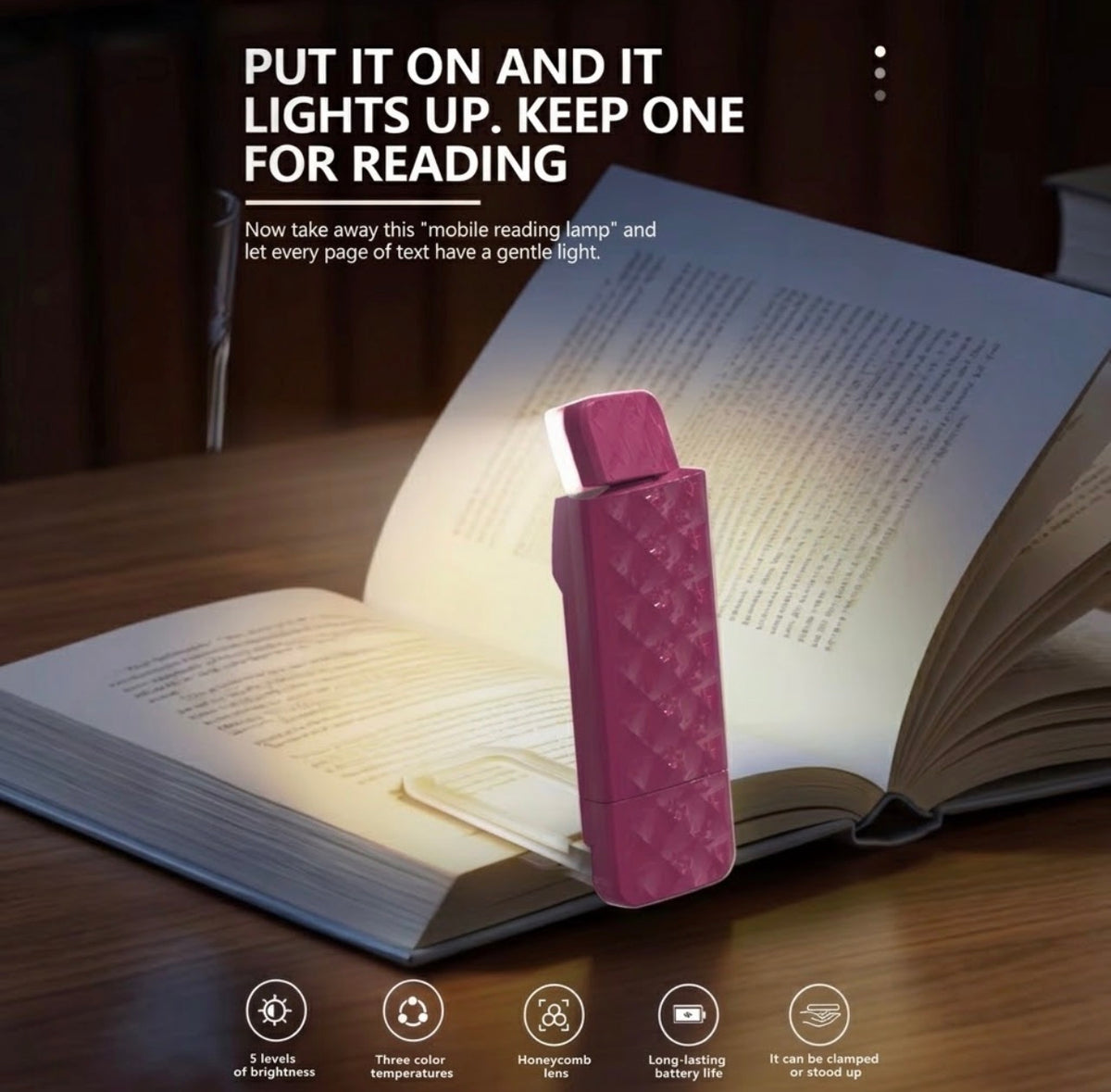 Mini Portable LED Reading Light – USB Rechargeable, Glare-Free & Eye Protection | Foldable Clip Bookmark for Books and E-readers